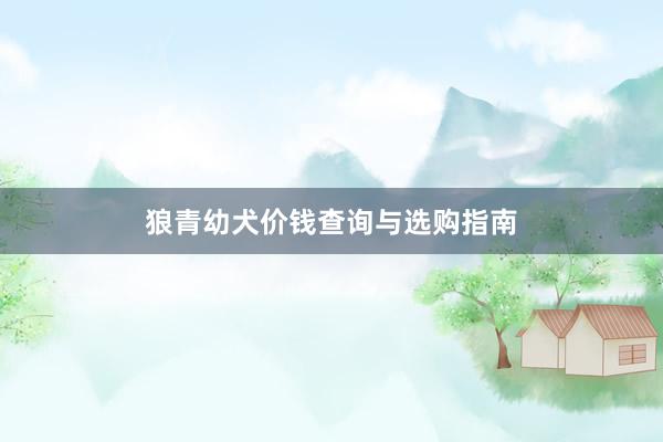 狼青幼犬价钱查询与选购指南